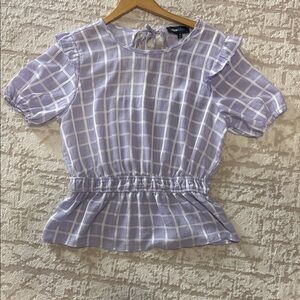 Alice Blue Lavender Plaid Women's Blouse